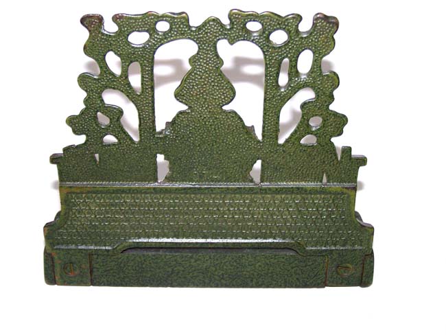 A Beautiful Pair of Antique Bookends circa 1930 depicting a man reading a book under a trellis — image 3